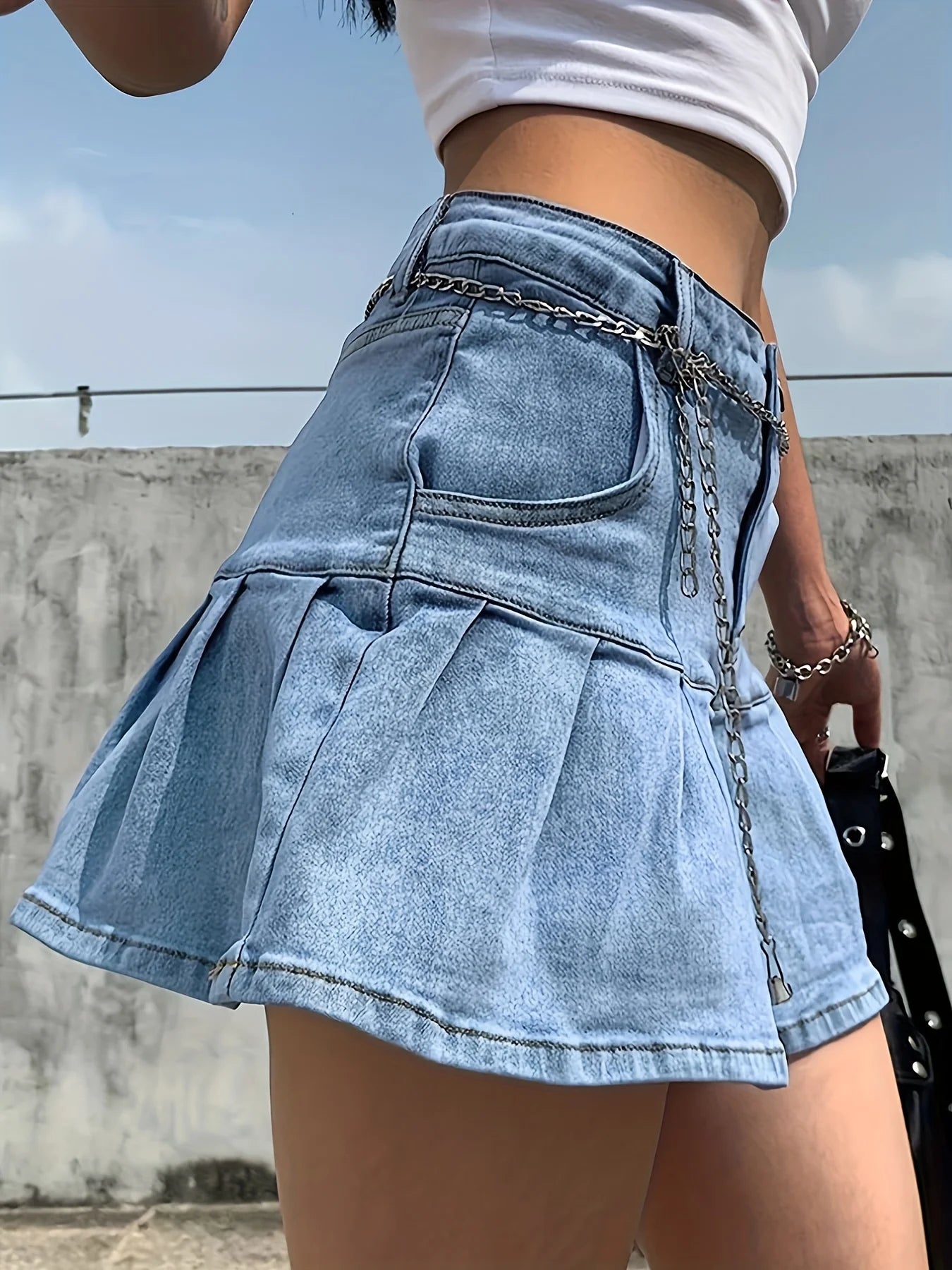 European and American ladies youthful sexy stretch denim skirt