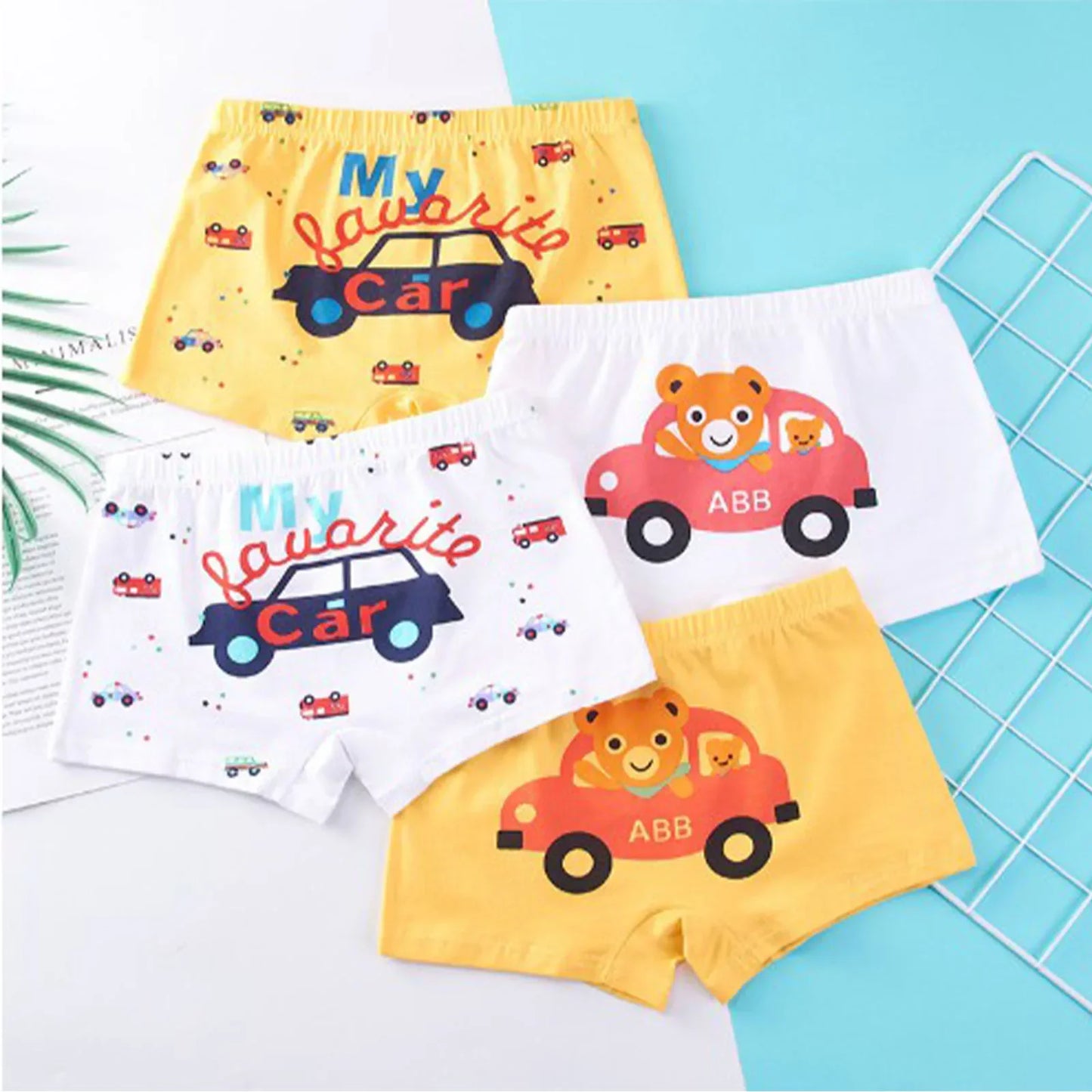 4Pcs Boy Cartoon Boxers Kids Short Quality Cotton Panties Children Underpants Size M-4XL Dinosaur Anime Design Cute Boxers