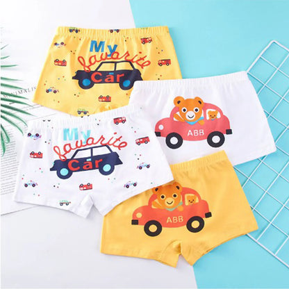 4Pcs Boy Cartoon Boxers Kids Short Quality Cotton Panties Children Underpants Size M-4XL Dinosaur Anime Design Cute Boxers