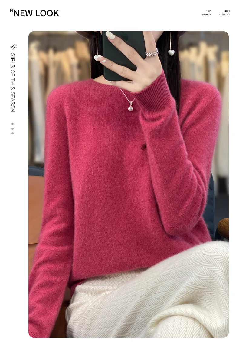 New cashmere sweater women's sweater in autumn and winter 100% merino wool fashion O-neck autumn warm pullover top