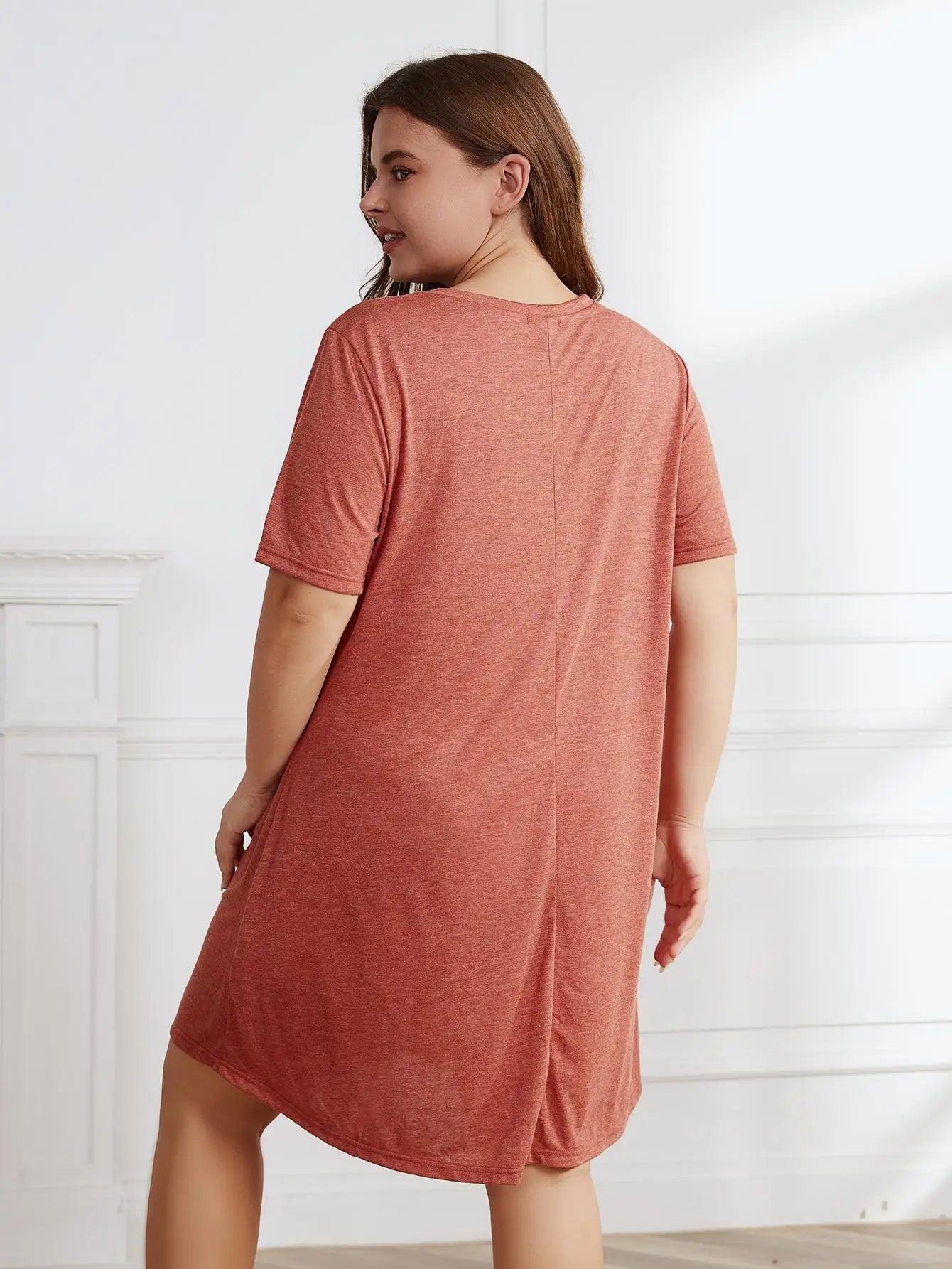 Plus Size Solid Color Women Dresses V Neck Short Sleeve Summer Robe Oversized Femle Shirt Dress Clothing A Line Gown With Pocket