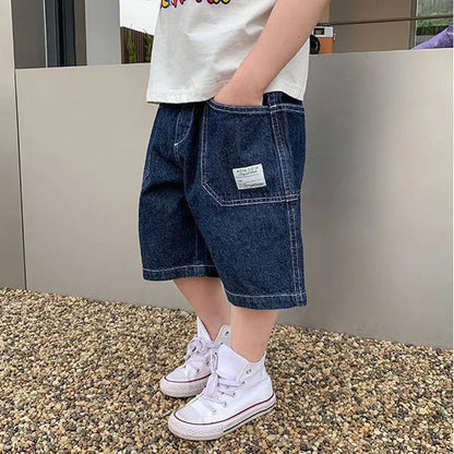 Boys Jean Shorts Summer Kids Solid Color Fashion Pants New Children's  Denim Elastic Pure Cotton Casual Pants 2-8 Years