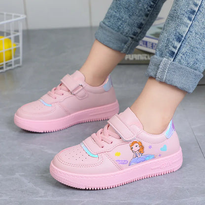 Kids Sneakers Cartoon Pattern Design Girls Sports Shoes Non-slip Children Flat Shoes Breathable Outdoor Baby Running Footwear