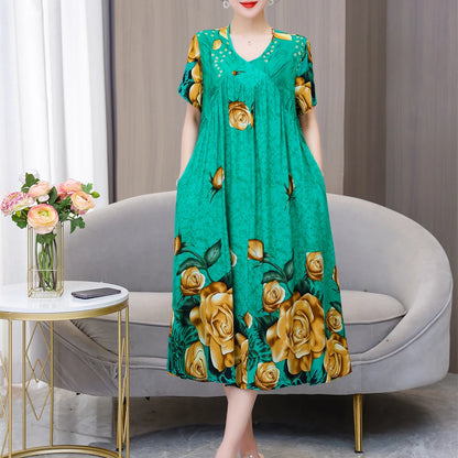 New 2024 Women Dress Female Casual short Sleeve cotton Dresses loose solid Vintage Sweet Clothing Vestidos  vestido verano