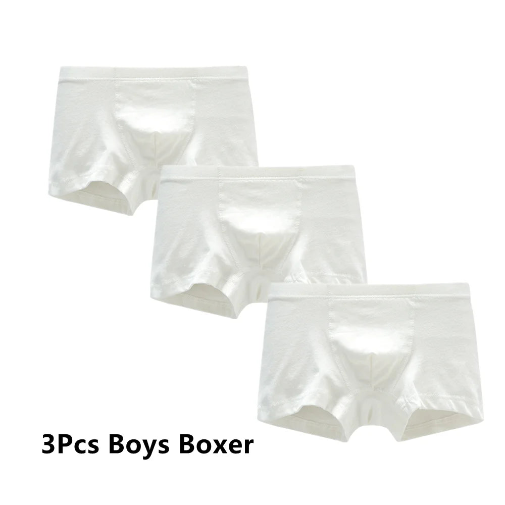 3Pcs/Lot Children Underwear Solid Color White Shorts Cotton Big Boy Boxer Panties Boys Underwear Briefs Toddler Underpants