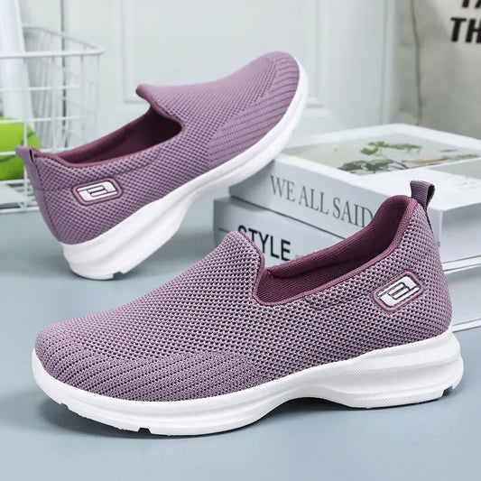 2024 Spring and Summer Women's Tennis Shoes Lazy Mom Shoes Soft soled Breathable Casual Middle aged and Elderly Lightweight and