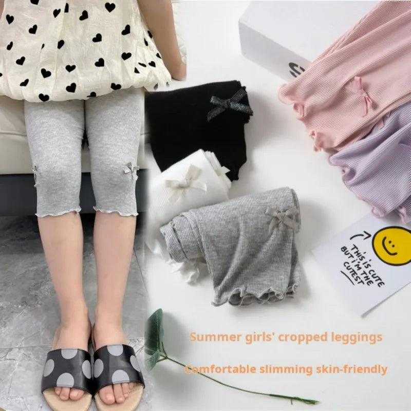 Summer Children Girls Trousers Fashion Casual Cropped Leggings