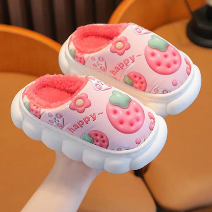 Children Slipper Winter Shoe for Girl Kid Waterproof Leather Surface Cotton Slipper Home Boy Shoe Children's Indoor Slides 1-12Y