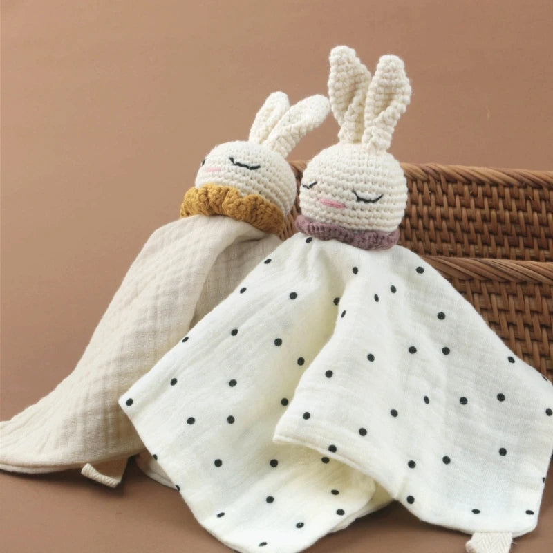 Baby Infant Animal Soothe Appease Towel Lovely Knitted Rabbit Appease for Newbrons Cotton Soft Comforting Towel