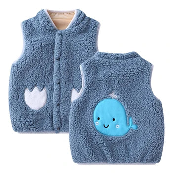 Keep Warm Autumn Winter Sleeveless Jacket For Girls Boys Cute Animal Hooded Vest New Fashion Plush Outerwear Baby Waistcoat 0-4Y