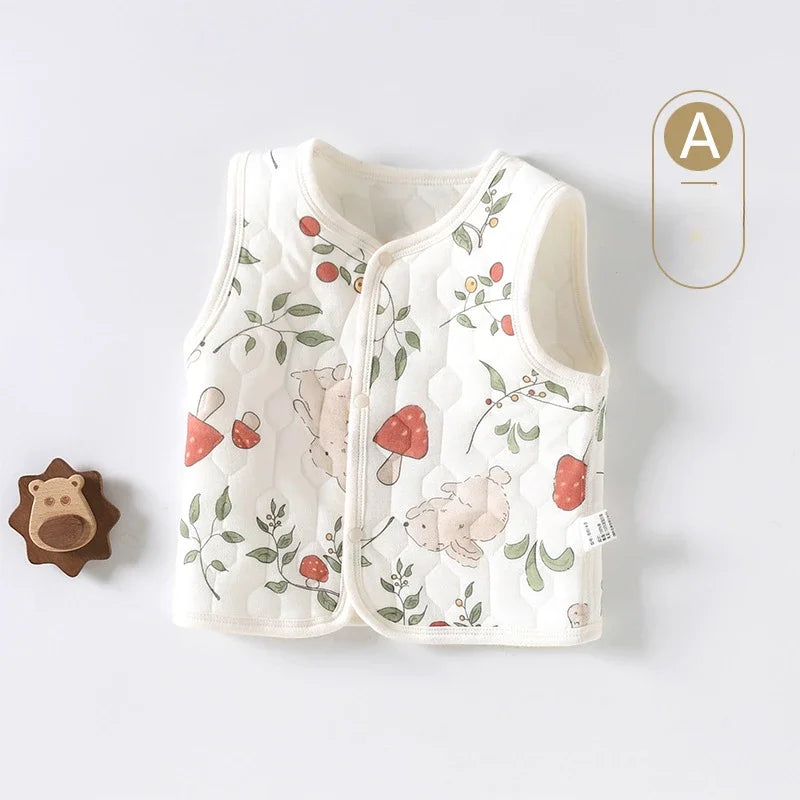 Baby Vest for Spring, Autumn, External Wear, Warm Newborn Vest, Children's Three-layer Cotton, Boys and Girls Winter Clothes