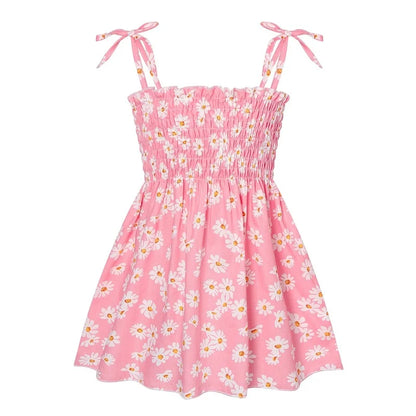 2024 Summer Baby Girl Floral Dress Children's Casual Toddler Kids Cotton Clothes Dress for Girls Sleeveless Sling Beach Sundress