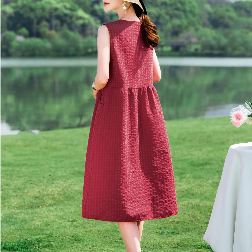 New Arrival Solid Summer dresses for Women Sleeveless plus size dresses vestido verano mujer