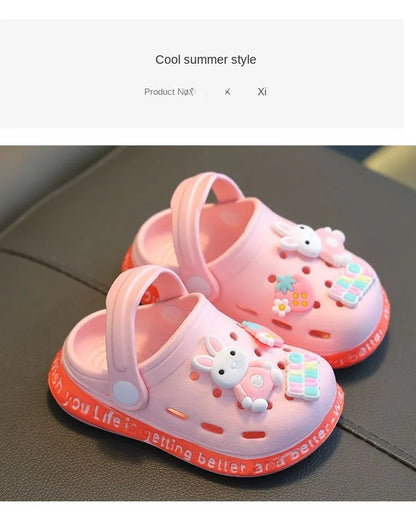 Children's Slippers Cute Cartoon Girls Boys with Soft Soles Baby Bags Perforated Shoes Home and Baby Sandals