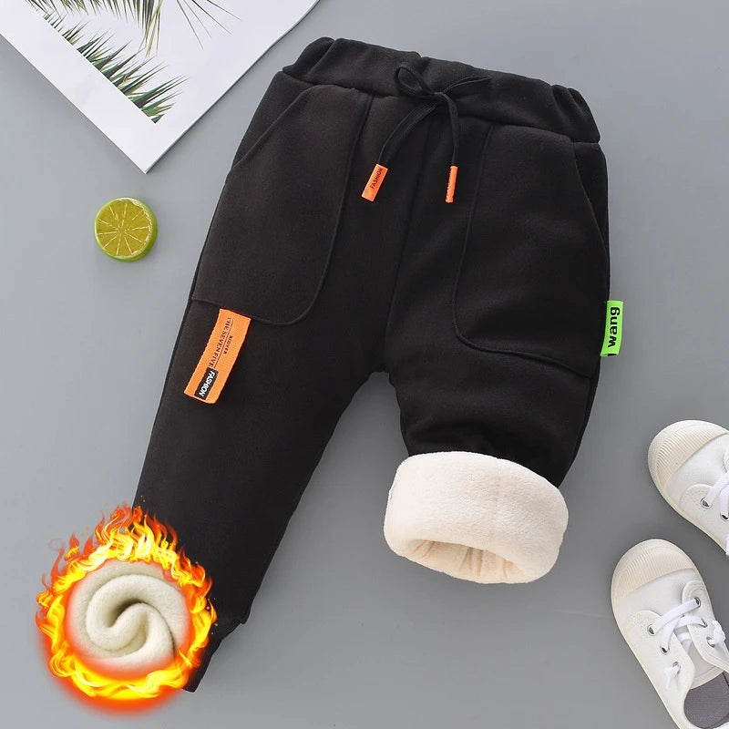 Winter Kid Thick Fleece Trousers Autumn 0-6Y Children Straight Warm Sports Pant Baby Girl Elastic Waist Jogger Sweatpant for Boy