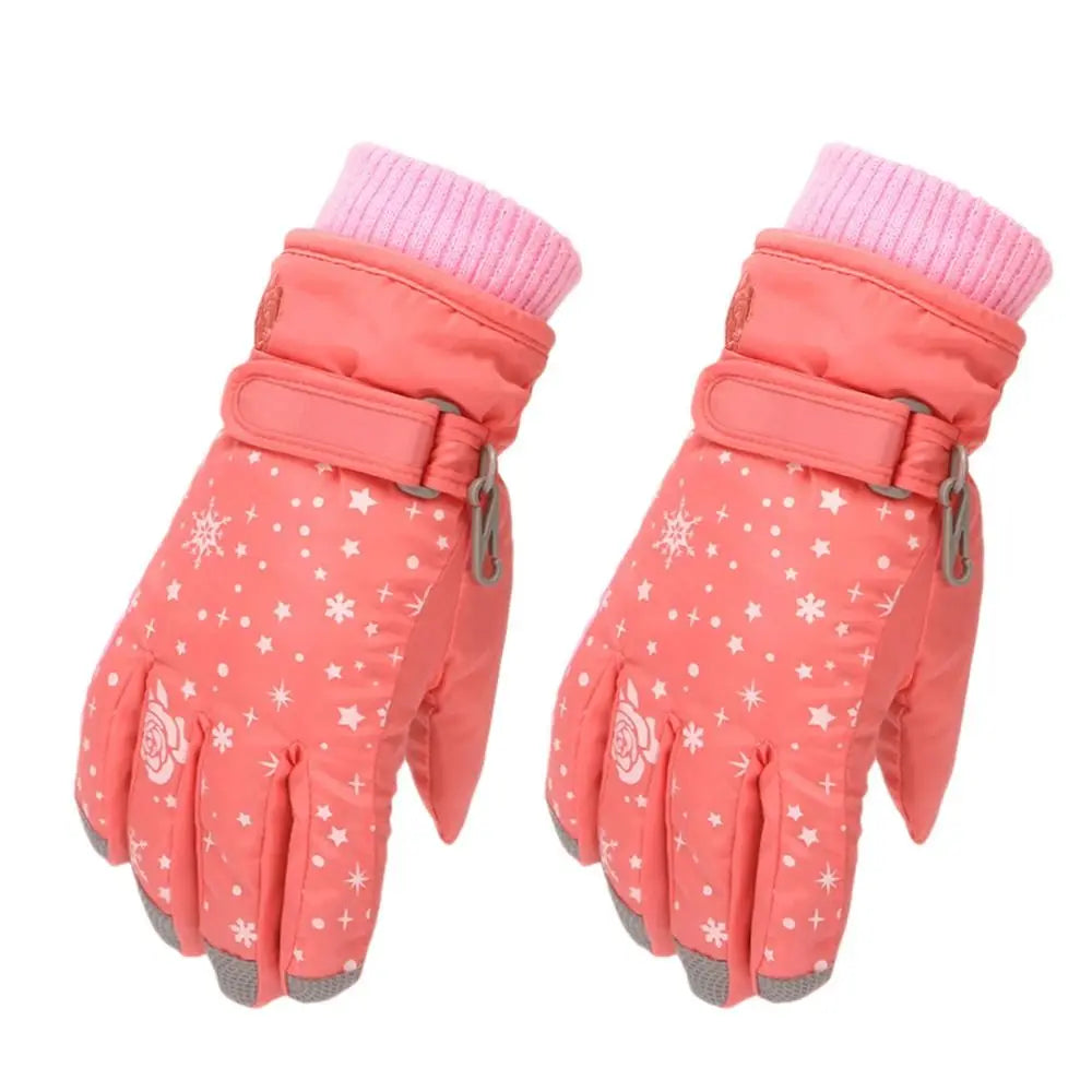 Girls Snow Snowboard Thicken Warm Waterproof Children Skiing Gloves Outdoor Sports Mittens Ski Kids Cycling Gloves 5-8Years