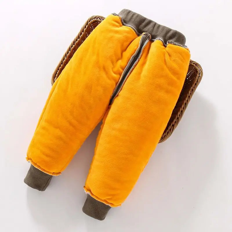 Winter Solid Kids Thick Warm Cargo Pant Boy Fleece Sweatpant 2+y Young Child Clothes Elastic Waist Jogger Casual Sporty Trousers