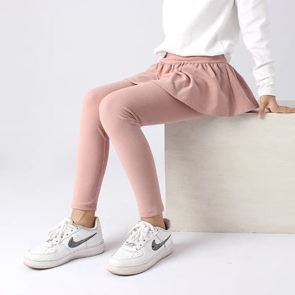 Children's Pants 5-15Y Girls Spring Autumn Trousers Kids's Cotton Versatile Solid Color Culottes Skirt Girls' Leggings