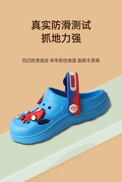 Disney Kids Slippers for Boys Summer Beach Indoor Slippers Cartoon Spiderman Home Soft Non-Slip Children Slippers Garden Shoes