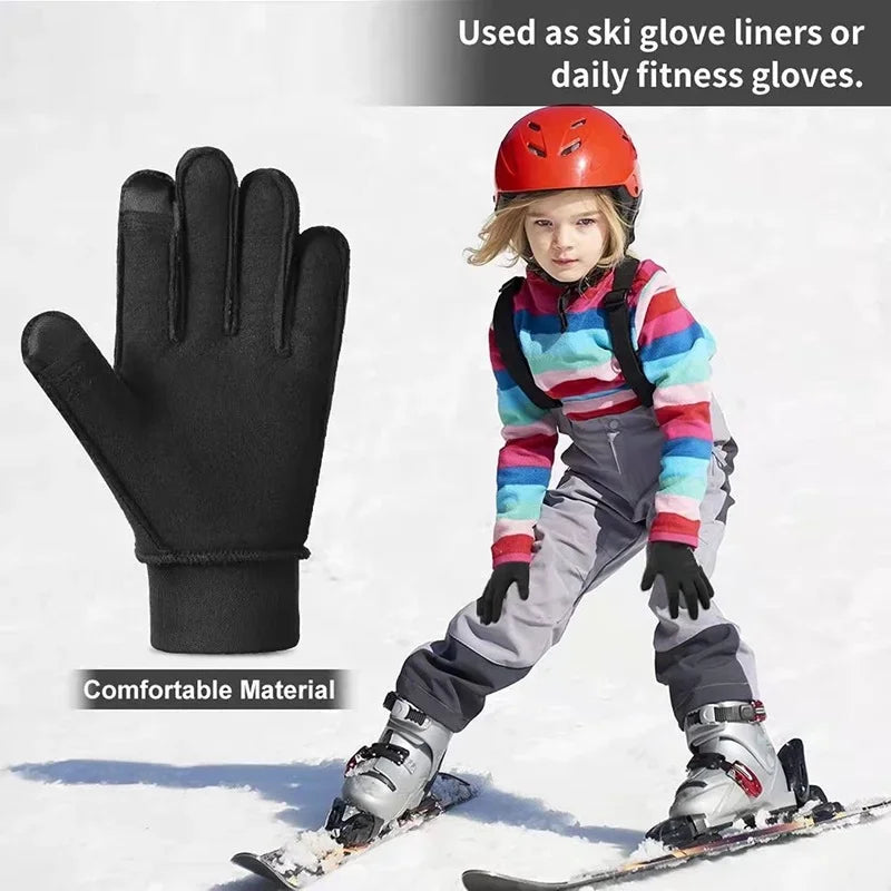 Winter Children Bicycle Riding Gloves Warm Non-slip Waterproof Touch Screen Outdoor Sport Bike Cycling Skiing Full-finger Gloves