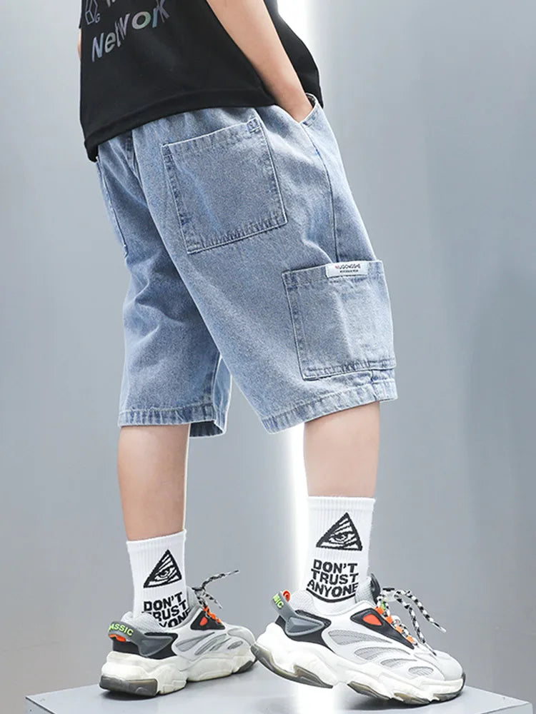 Boys light denim shorts loose fit light summer