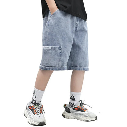 Summer Thin Style Boys Jeans Shorts 2024 New Fashionable Five-point Pants Trendy Kids Clothes Casual Capris