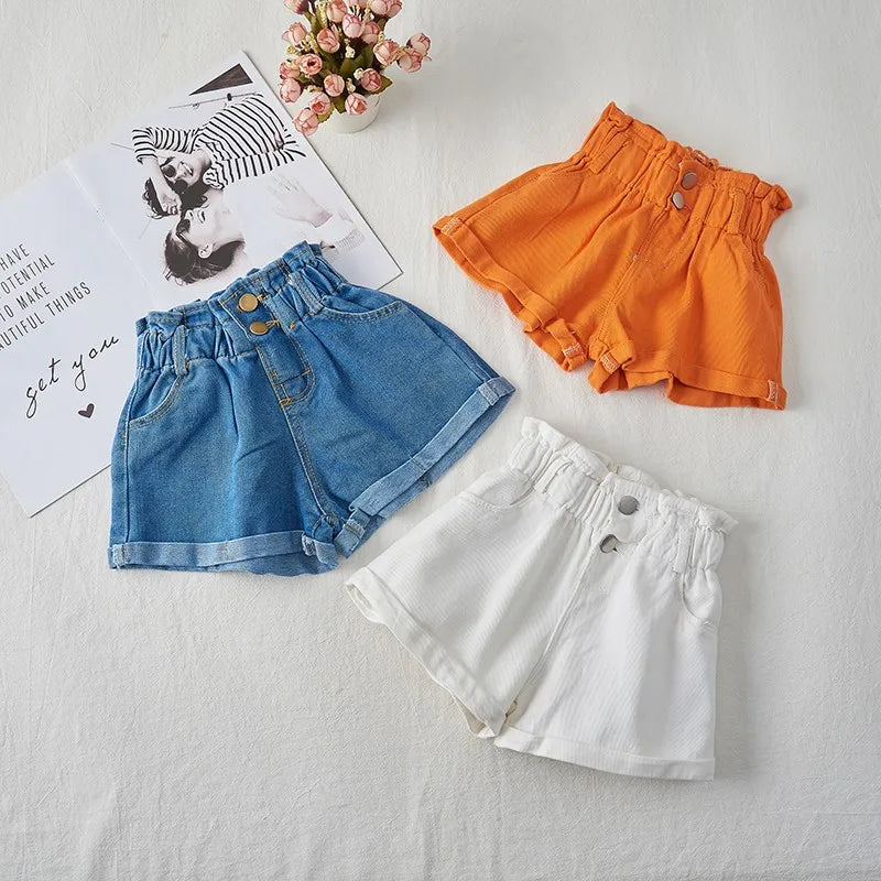 2023 New Girls' Summer Fashion Denim Shorts For Girls Children Clothing Korean Fashion Versatile Jeans With Pockets 2-8 Years