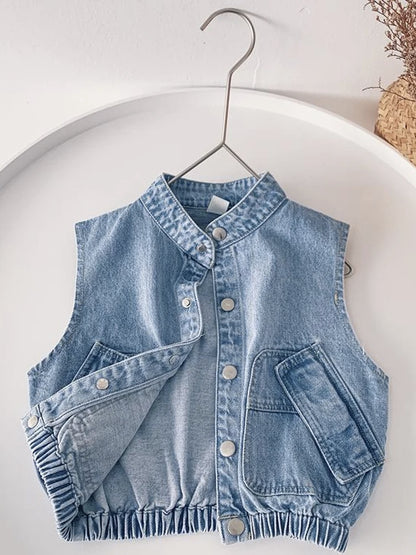 Children's Spring 2023 New Boys' Casual Denim Vest Children's Vest Outerwear Jacket For Girls Windbreak