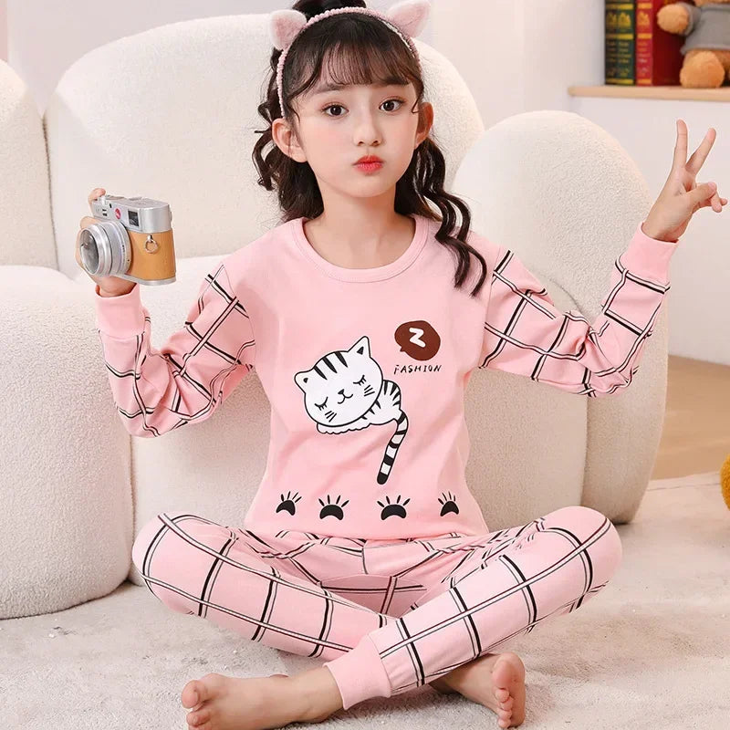 Baby Boys Pajamas Autumn Long Sleeved Children's Clothing Sleepwear Teen Pajama Cotton Pyjamas Sets for Kids 6 8 10 12 14 Years