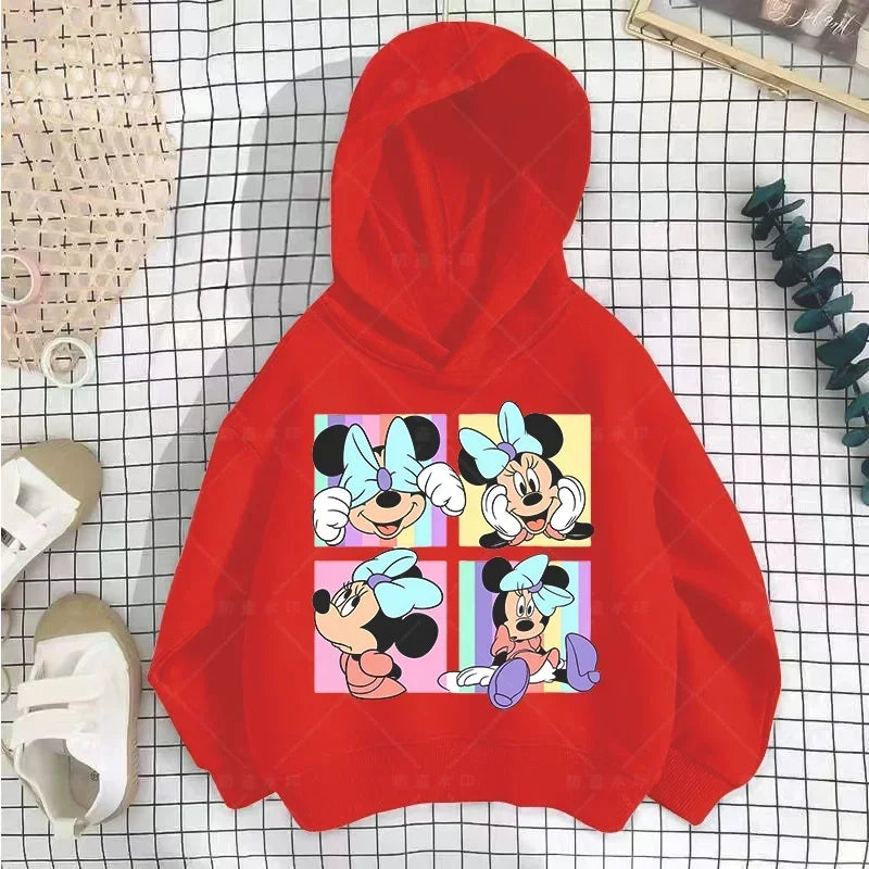 Kawaii Minnie Mouse Hoodie Kids Tracksuit Girls Clothing Cartoon Fashion Print Mickey Mouse Spring Fall Baby Boy Sweatshirt Tops