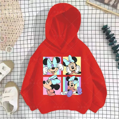 Kawaii Minnie Mouse Hoodie Kids Tracksuit Girls Clothing Cartoon Fashion Print Mickey Mouse Spring Fall Baby Boy Sweatshirt Tops