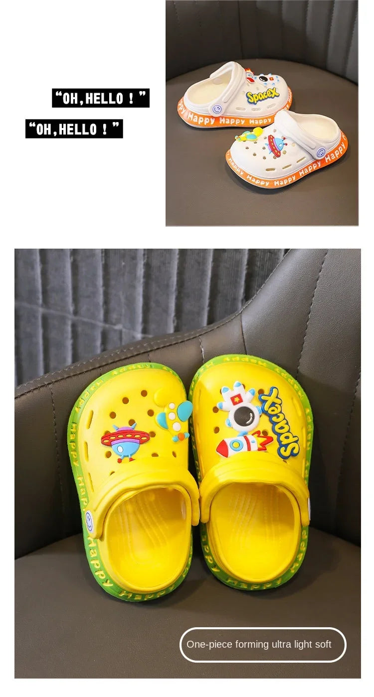 Kids Sandals Hole Children's Shoes Slippers Soft Anti-Skid Cartoon DIY Design Hole Baby Shoes Sandy Beach For Boys Girls