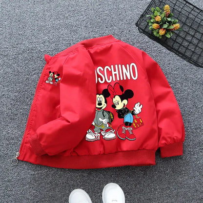 New Spring Baby Boys Girls Jacket Fashion Cartoon Mickey Minnie Mouse Print Outerwear for Kids Clothes Children Windbreaker Coat