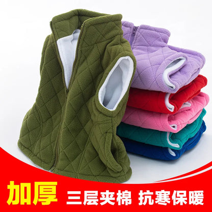 Children Vests Warm Autumn Winter Wear Thickened Fleece Three-layer Cotton Jacket New Popular Children's Vest