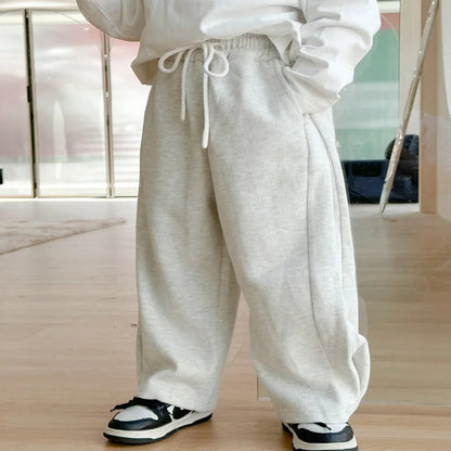 Autumn Kids Pants children solid color loose wide leg pants boys soft all-match straight sweatpants