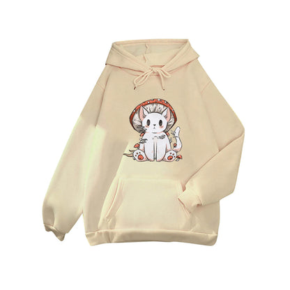 Women's Fashion Casual Fun Print Hooded Sweatshirt Loose Sports Tops Pullover