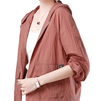 Hoodie Jacket Women's Solid Coat Loose Zipper Versatile Topcoat Long-sleeved Overcoat Autumn Winter Elegant Outer Wear 2024