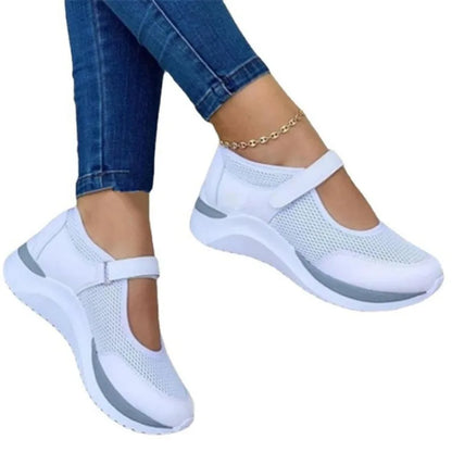 Round Head Knitted Women's Thick Sole Single Shoes Women's Large Size 36-43 Grid Casual Women's Shoes Sneakers Women