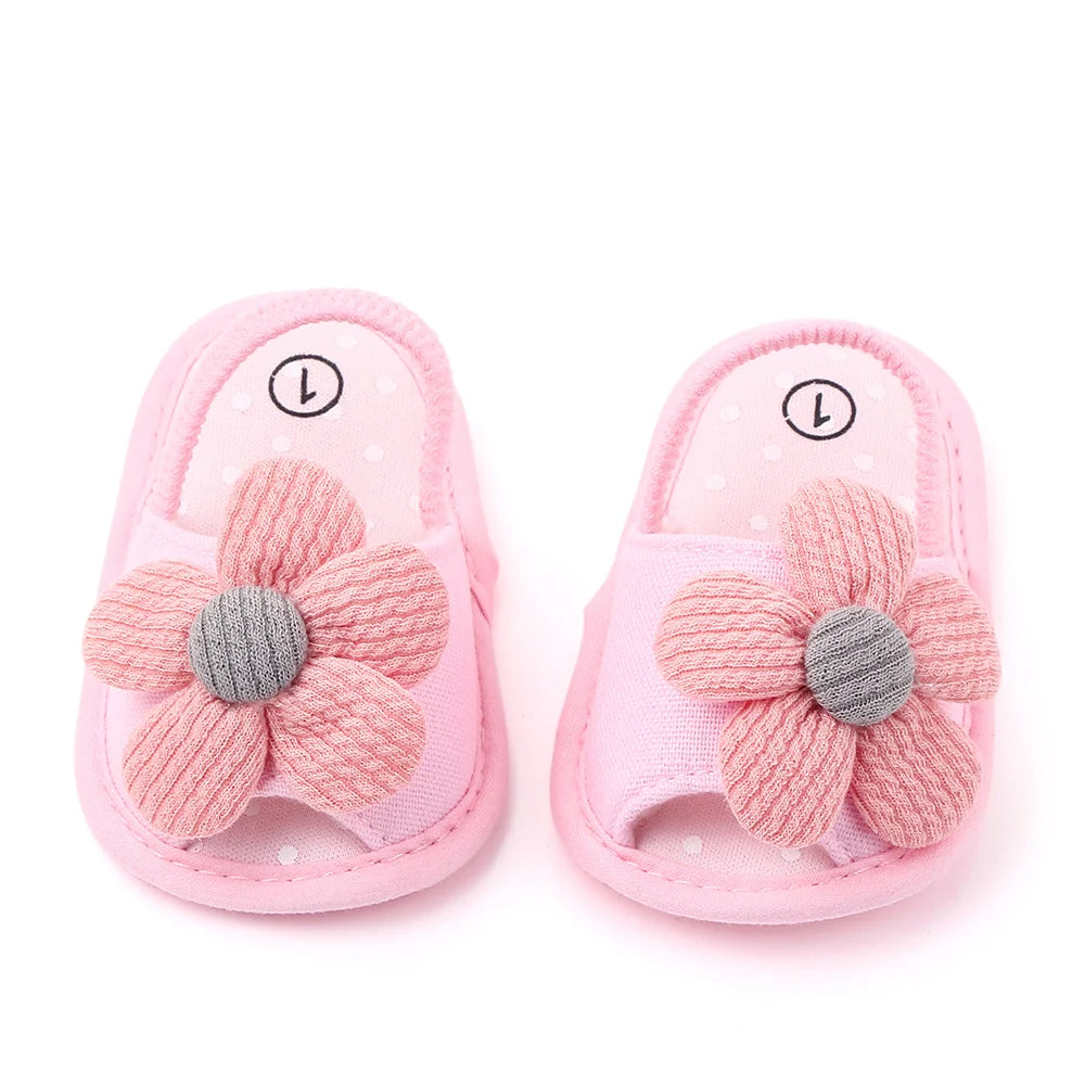 Baby Sandal with Hairband Cute Flower Design Soft Cotton Sandal for Spring and Summer Baby Girl 0-18M