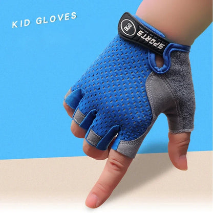 Outdoor Sports Cycling Half Finger Gloves For Boys Girls, Antislip Breathable Thin Spring Summer Gloves, Bicycle Riding Equipmen