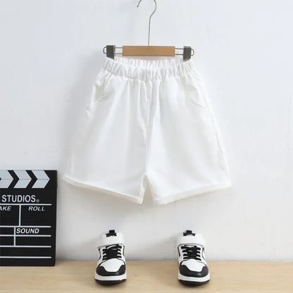 Boys2024 new fashion casual all-match summer simple white shorts