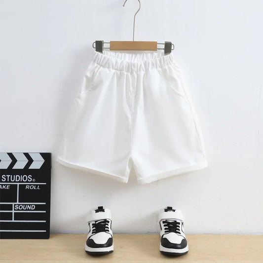 Boys2024 new fashion casual all-match summer simple white shorts