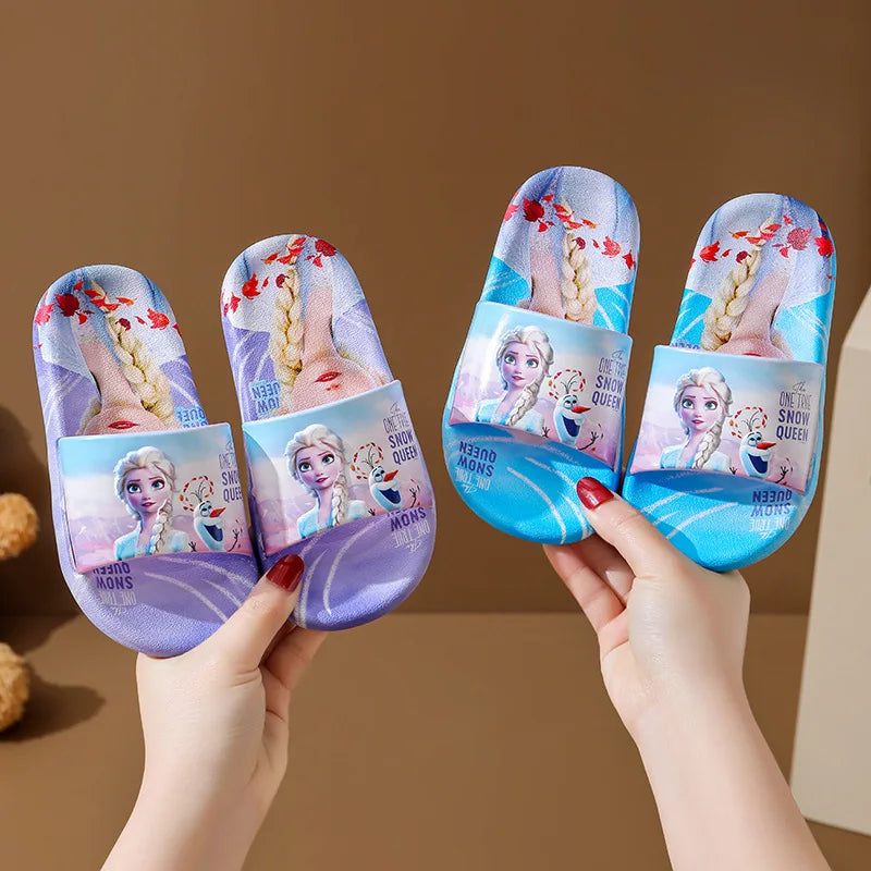 Disney Children's Home Slippers Girls' Summer Home Bathrooms Cartoon Frozen Princess Elsa Sandals Summer Beach Floor Shoes