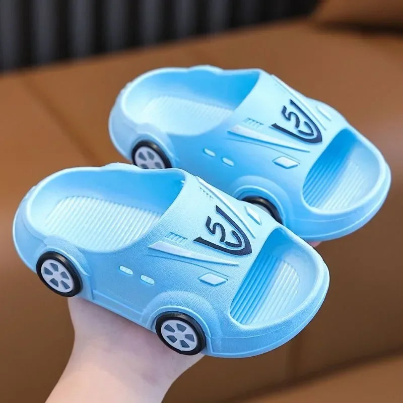 Kids Luminous Slippers Summer Indoor Cartoon Car Girls Shoes Soft Anti-slip Boy Beach Shoes Fashion Outdoor Children LED Slipper