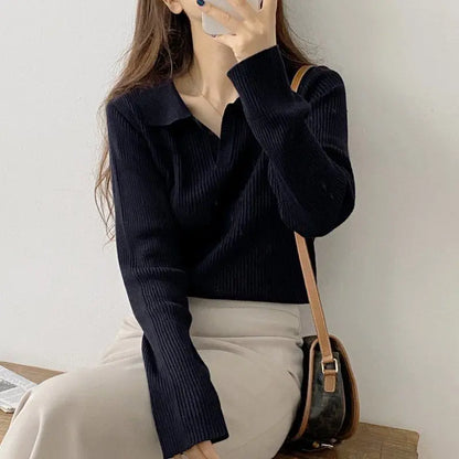 Kawaii Sweater Woman Harajuku Korean Style Pullover Tops Fashion Black Knitted Sweaters for Women Crochet Cute Vintage Clothes