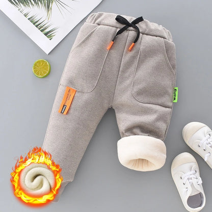 Winter Kid Thick Fleece Trousers Autumn 0-6Y Children Straight Warm Sports Pant Baby Girl Elastic Waist Jogger Sweatpant for Boy