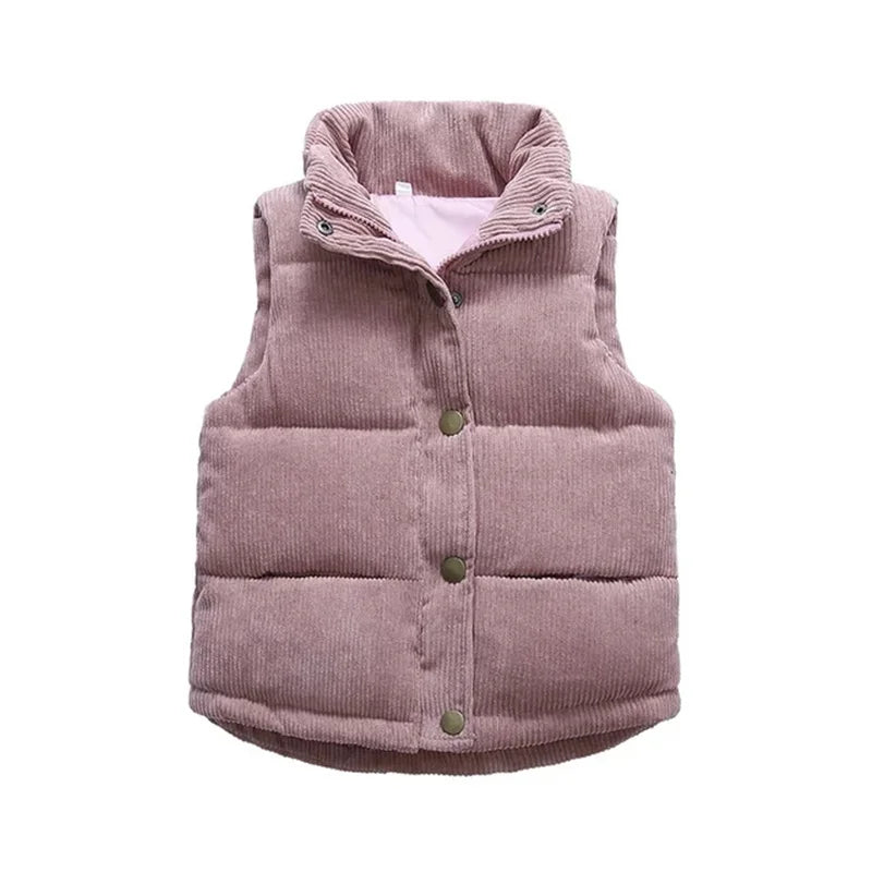 Kids Warm Vest  Winter Girls Boys Thicken Waistcoat Corduroy Outerwear Vest Children Teens Cotton Jackets Vest For 2-10 Years