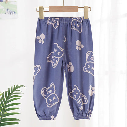 Children's Mosquito Pants 2 4 6 8 Yrs Boys Girls Summer New Disney Cartoon Print Loose Bloomers Cotton Kids Pajama Trousers