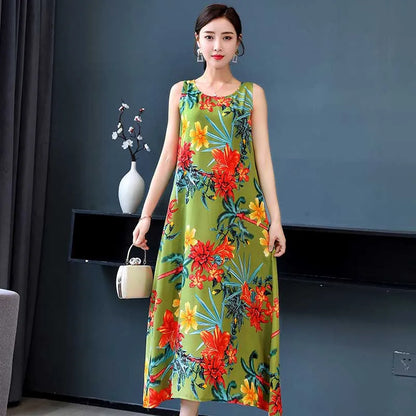 New Hot Fashion Summer Dresses For Women Print Vintage O-neck Dress Sundress Fashion A-line Dress Women Clothing