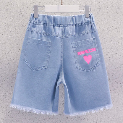 Summer Kids Denim Shorts for Girls Outfits Clothes for Teenagers School Jeans Shorts Children Costumes 4 6 7 8 9 10 12 13 Years